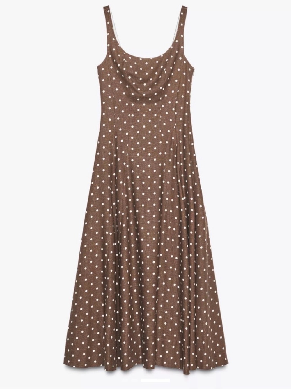 Zara Brown Polka Dot Midi Dress